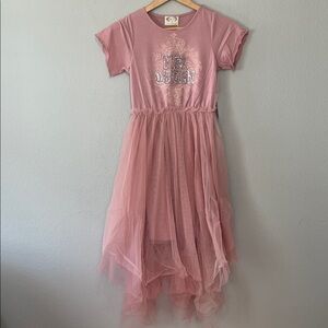 Mia Joy Pink Tulle Party Dress Glitter Text Girls 10 Fairy Cottagecore New